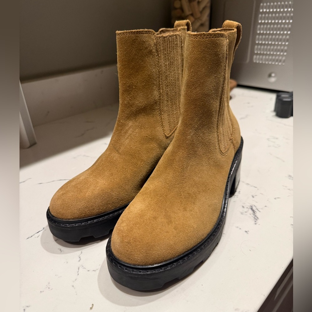 Madewell Gwenda Ankle Platform Boots Size 9 Tan Light Brown Casual Block Heel